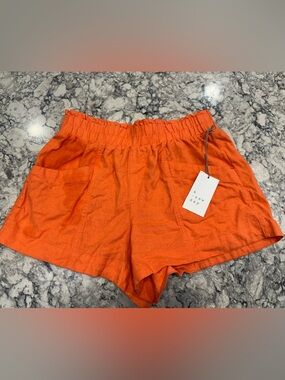 Bright Orange Elastic-Waist Women’s Shorts